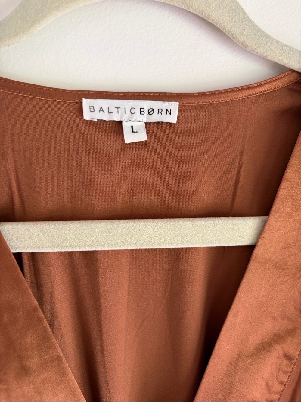Baltic Born Pasadena Copper Satin Tiered Ruffle Hem Midi Dress Size L - Picture 5 of 7